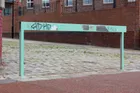 A Gate, 2020<br>Tinted acrylic primer on steel barrier<br>Between Moore Street and Headford Street, Sheffield