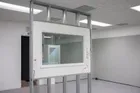 Doublethink, by/with Justin Eagle, 2018<br>Paintings: Andy Jackson. Two way mirror, architectural extract and galvanised steel C stud structures: Justin Eagle.