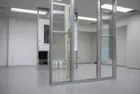 Doublethink, by/with Justin Eagle, 2018<br>Paintings: Andy Jackson. Two way mirror, architectural extract and galvanised steel C stud structures: Justin Eagle.