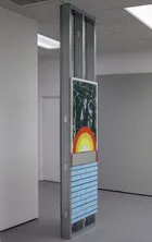 From Sunrise to Sunset A Door to Catford Broadway, 2018<br>Acrylic and tinted gesso on canvas and aluminium. Galvanised steel C stud structures: Justin Eagle.