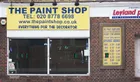 Paintshop, 2016<br>Datum paintings and disused shop. Acrylic on vinyl with glass and mixed media, paintings 22.5 × 15.5cm