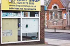 Paintshop, 2016<br>Datum paintings and disused shop. Acrylic on vinyl with glass and mixed media, paintings 22.5 × 15.5cm