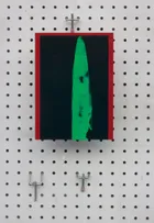 Paintshop, 2016<br>Datum paintings and disused shop. Acrylic on vinyl with glass and mixed media, paintings 22.5 × 15.5cm