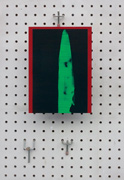 Paintshop, 2016<br>Datum paintings and disused shop. Acrylic on vinyl with glass and mixed media, paintings 22.5 × 15.5cm